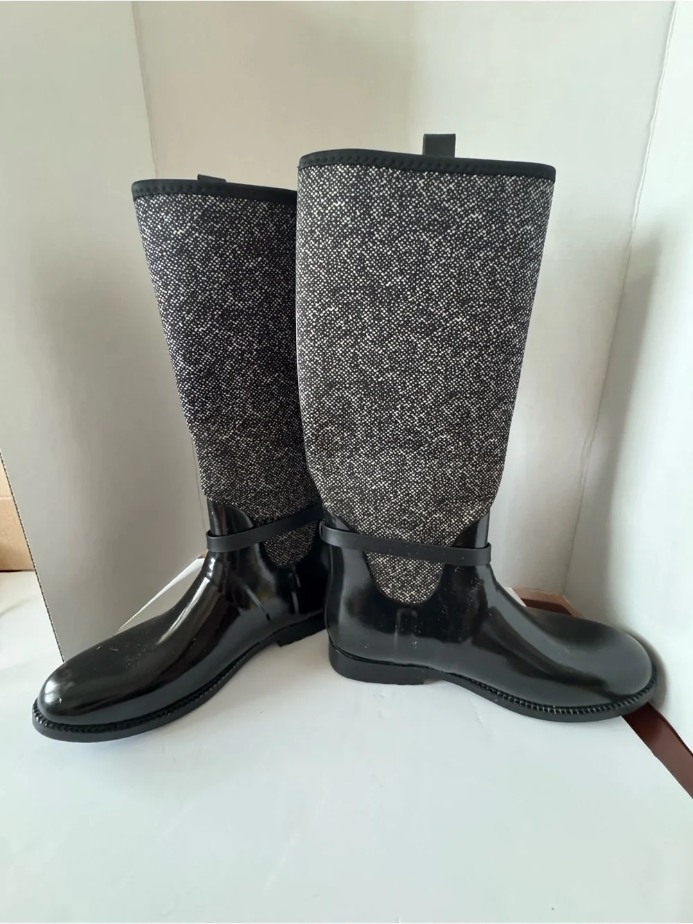MICHAEL KORS Black Waterproof Rubber Knee High Rain Boots Women's Size 10